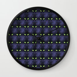 Modern Black Cats Periwinkle Outline Wall Clock