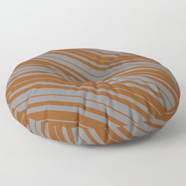 [ Thumbnail: Grey & Brown Colored Lined Pattern Floor Pillow ]