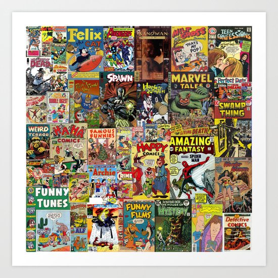 Comic Book Cover Collage Art Print