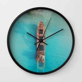 Roatan Island Shipwreck Wall Clock