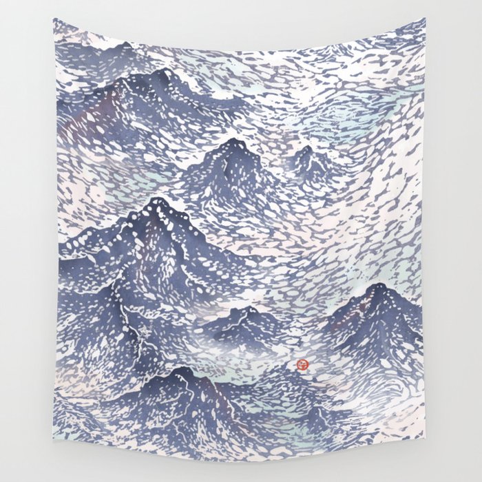 Distant View - 遠望 series -Linocut Wall Tapestry