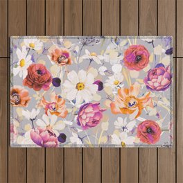 Wild colorful garden bloom I Outdoor Rug