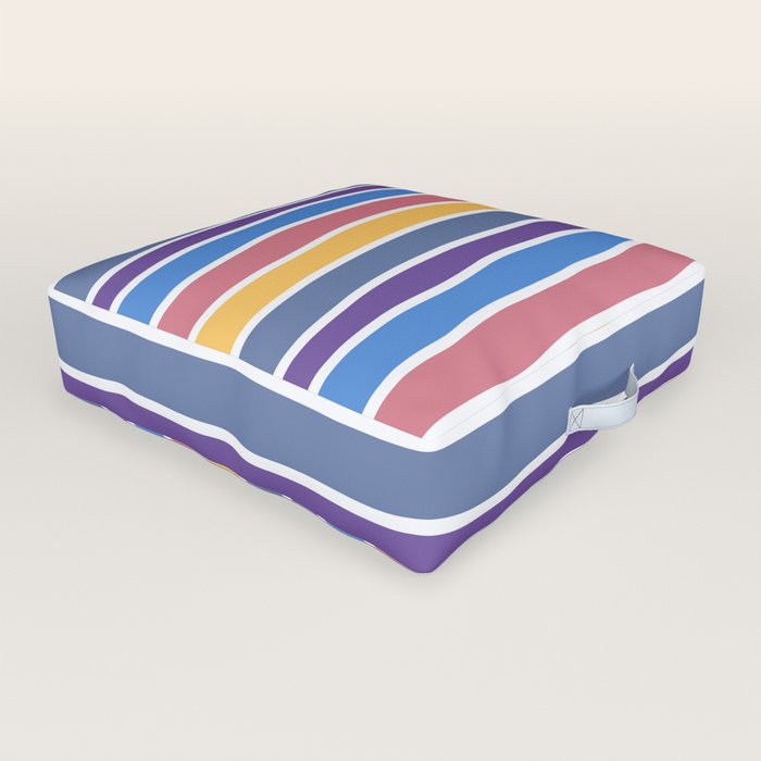 Colorful hand drawn stripes Outdoor Floor Cushion