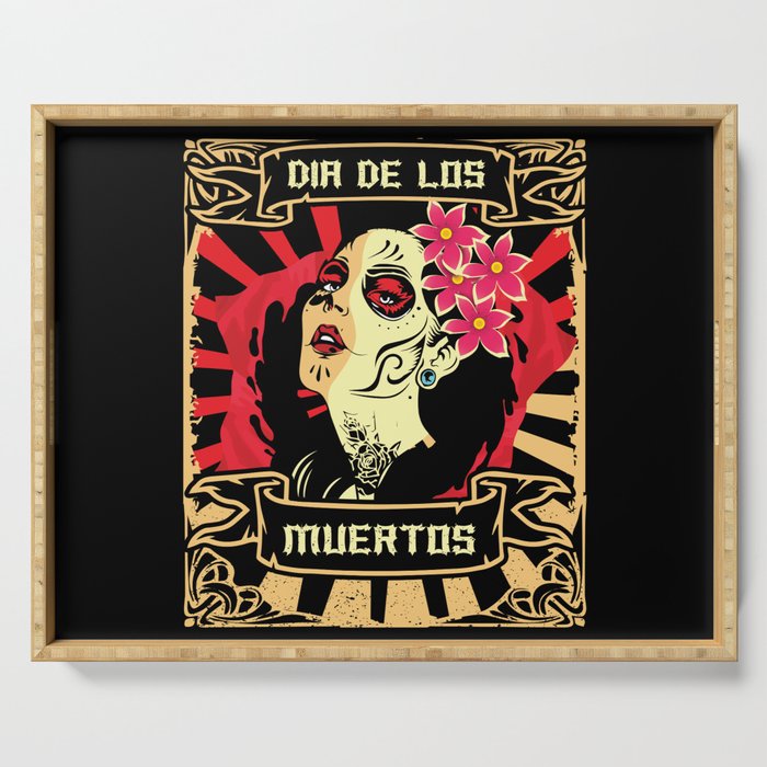 Mexican Lottery La Catrina Muertos Day Of Dead Serving Tray