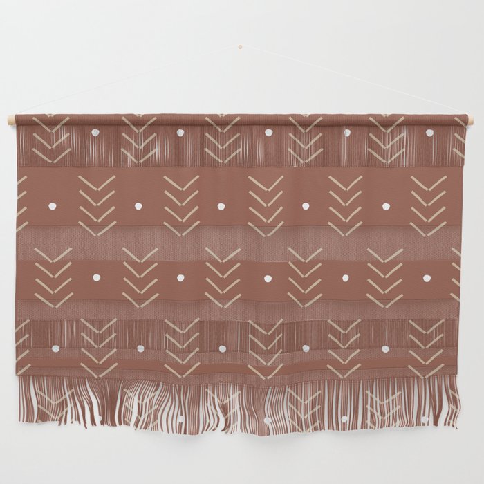 Arrow Lines Geometric Pattern 25 in Terracotta and Beige Wall Hanging