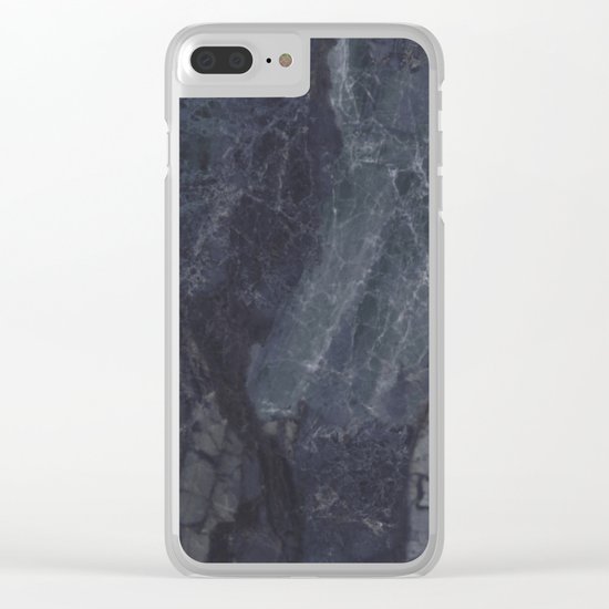 Navy Blue Marble Clear iPhone Case