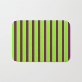 [ Thumbnail: Chartreuse and Purple Colored Lined/Striped Pattern Bath Mat ]