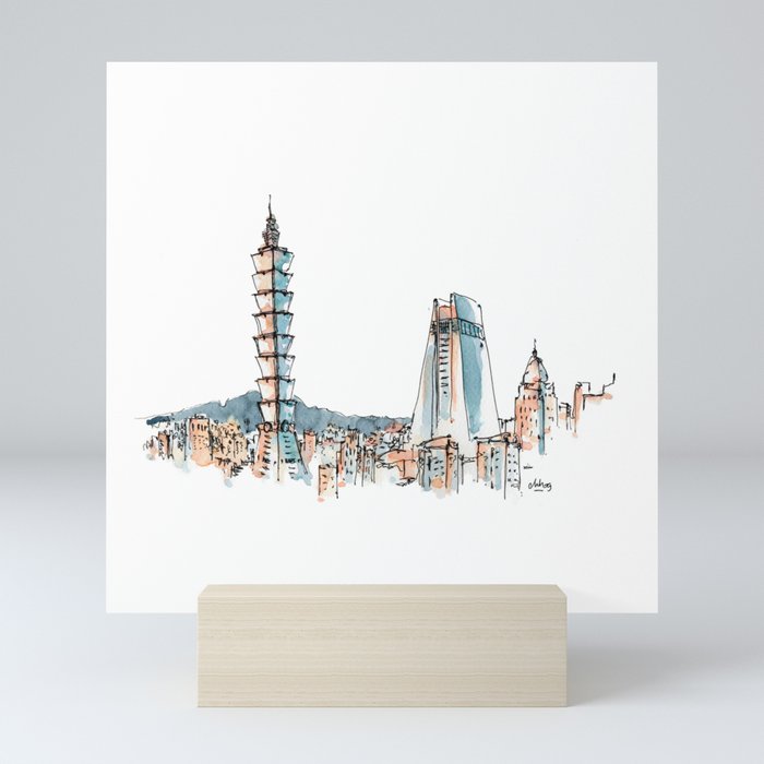 The 101 tower in the beautiful Taipei skyline Mini Art Print