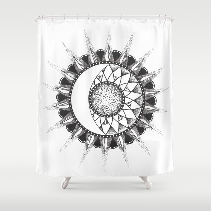Live By The Sun, Feel By The Moon Shower Curtain