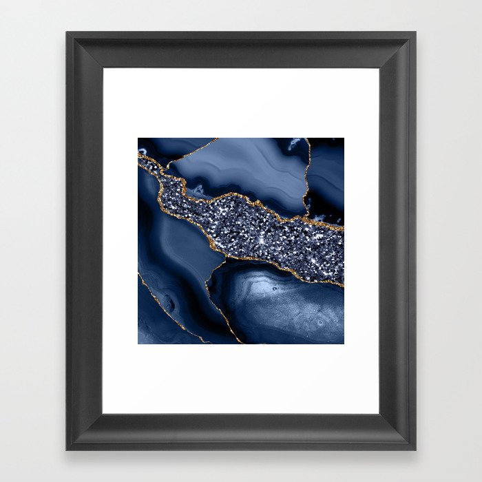Agate Glitter Ocean Texture 05 Framed Art Print