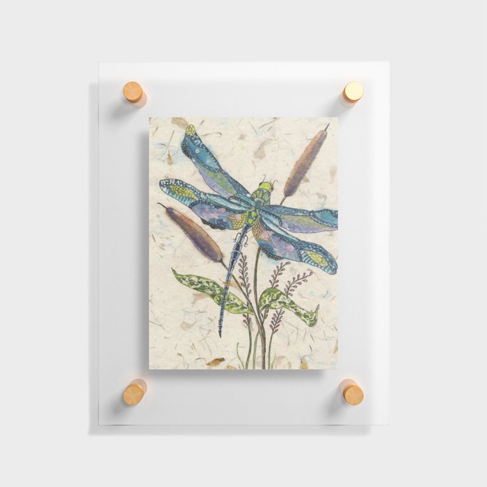 ""Dragonflies and Cattails" Floating Acrylic Print