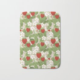 Strawberry. Bath Mat | Pattern, Redberries, Typography, Flowers, Fruitpattern, Fruit, Fresh, Strawberry, Seasonal, Decor 
