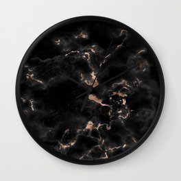 Chic abstract rose gold black elegant marble Wall Clock