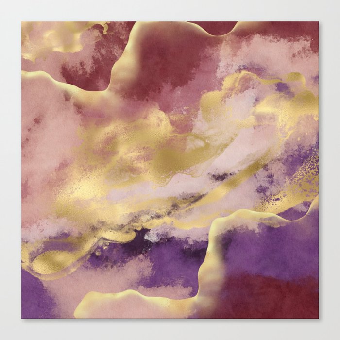 Colorful Gold Textured Abstract Marble Art Print Canvas Print