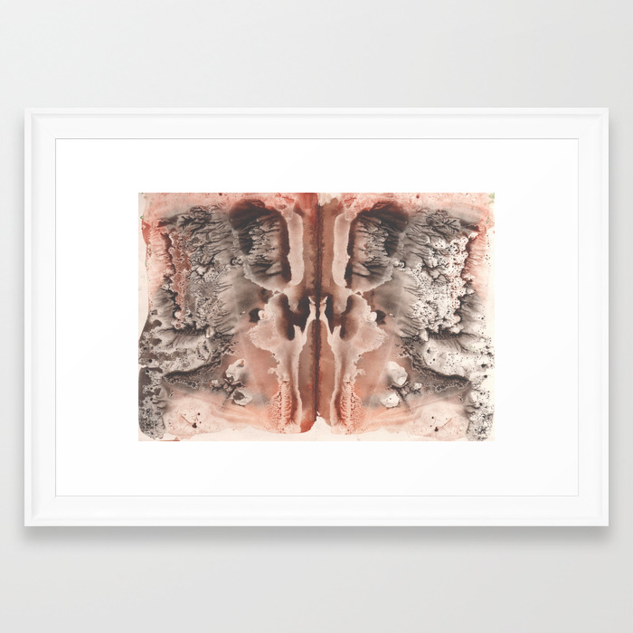 Brown Rorschach Test Watercolor Monotype Abstract Symmetric Painting Framed Art Print By Ekaterinap Society6