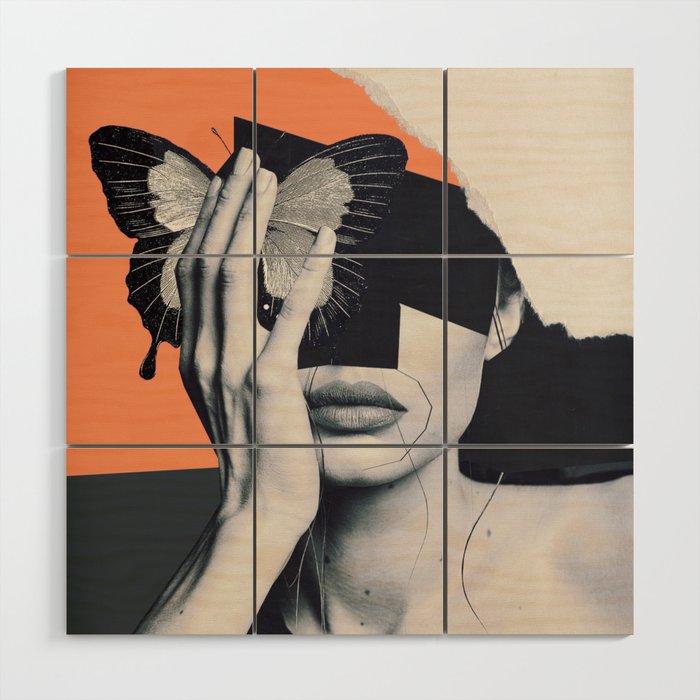 collage art / butterfly Wood Wall Art