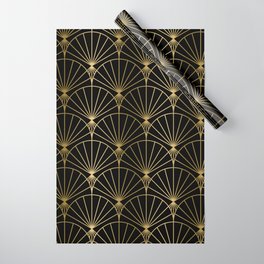 Black and gold art-deco geometric pattern Wrapping Paper
