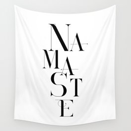 Namaste Greeting Word Black And White Wall Tapestry