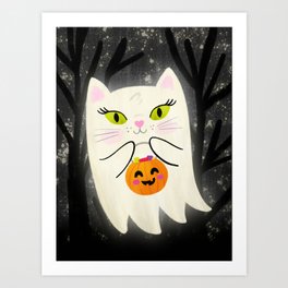 Halloween Ghost Kitty Art Print