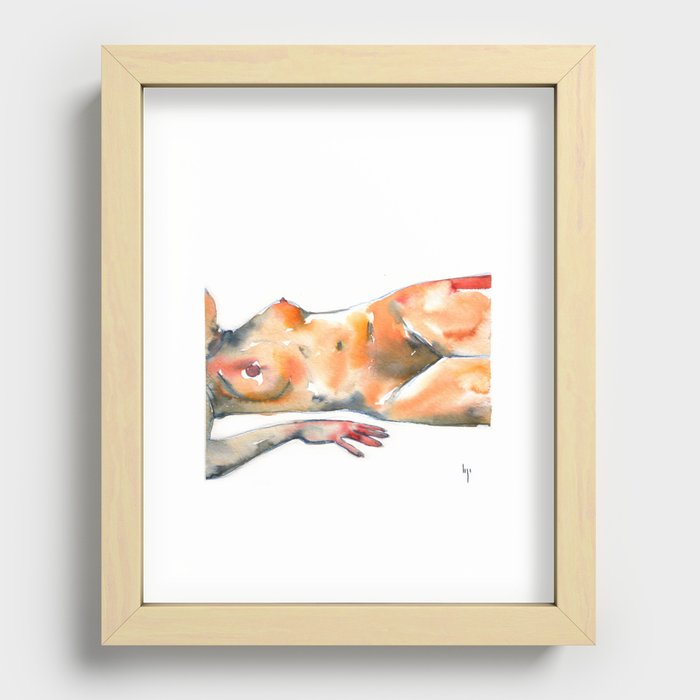 lying on my couch Recessed Framed Print