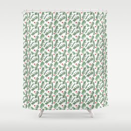 Pine Tree Branches with Red Christmas Berries Shower Curtain
