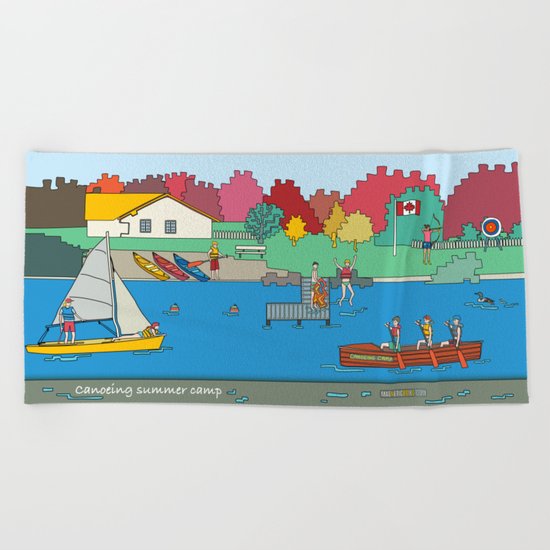 Canoeing Summer Camp Beach Towel