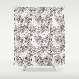 Peony with Buds Peel and Stick Seamless Wallpaper Illustration Shower Curtain