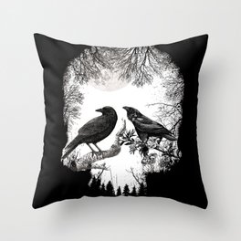crow skull Throw Pillow
