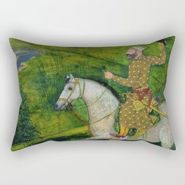 Mughal Horse with rider and falcon Rectangular Pillow