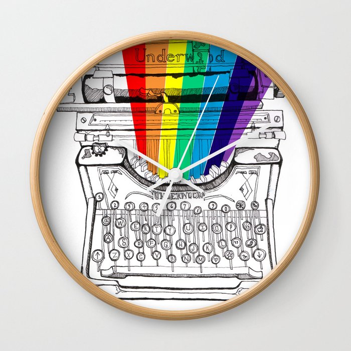 underwood typewriter with a sliver of rainbow Wall Clock