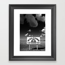 Route 66 - Midpoint Sign and Landscape 2010 #2 BW Framed Art Print