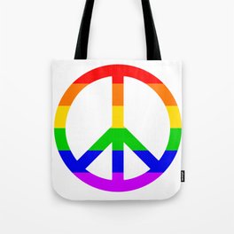 Rainbow Peace Sign Tote Bag