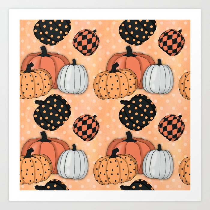 Seamless Pattern With Pumpkins Thanksgiving Day Background Art Print By Graphicillustration Society6