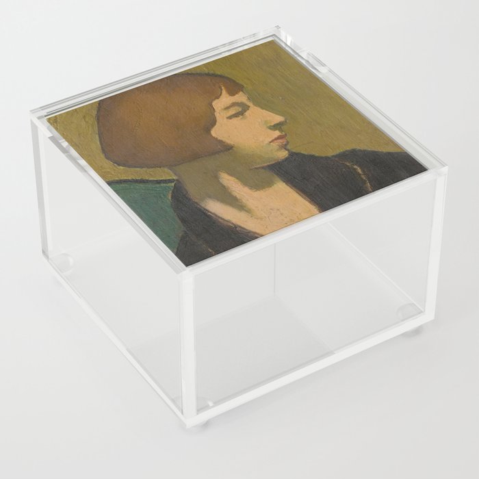 Vintage Portrait Painting of Woman Acrylic Box