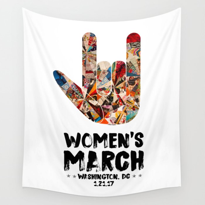 Iconic 'I Love You' in American Sign Language for Women's March Wall Tapestry