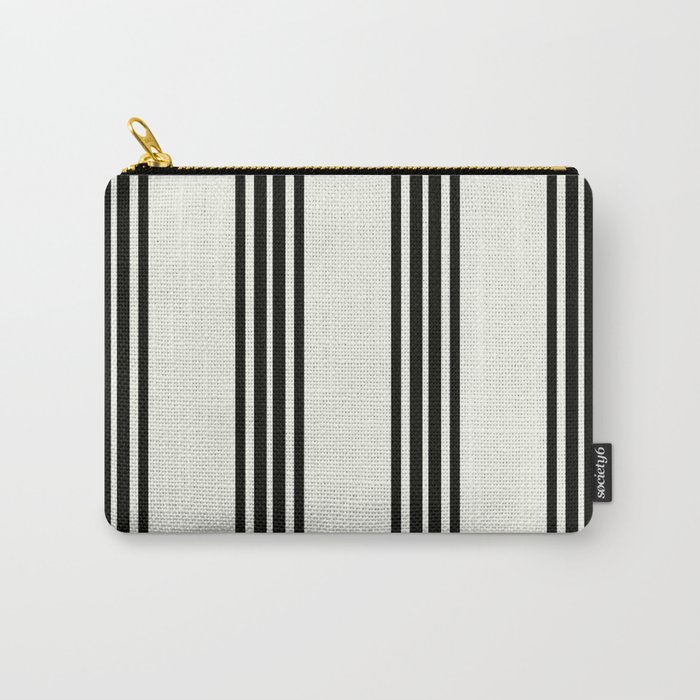 Simply Black White Stripe Carry-All Pouch