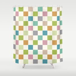 Retro Colorful Checkered Pattern II Shower Curtain