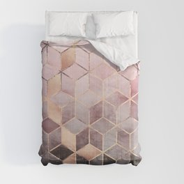 Pink And Grey Gradient Cubes Comforter