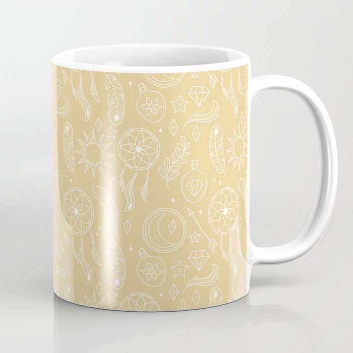 Tan And White Hand Drawn Boho Pattern Coffee Mug