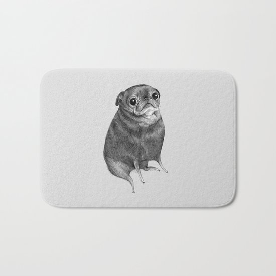 Sweet Black Pug Bath Mat