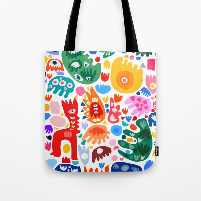 Spring Gouache Cut Out Joyful Abstract Pattern Design  Tote Bag