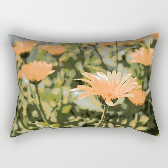 Early Evening Flower Garden Rectangular Pillow