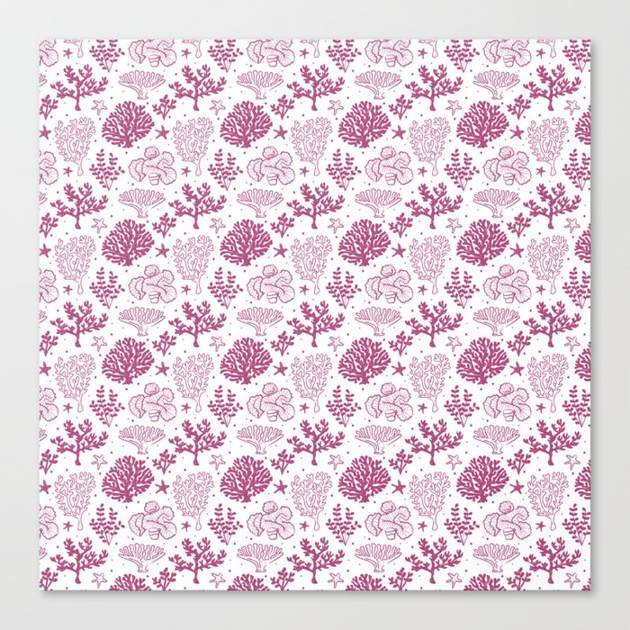 Magenta Coral Silhouette Pattern Canvas Print