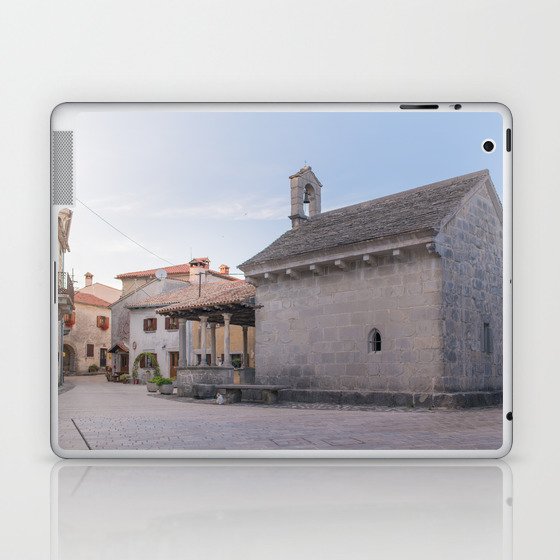 Charming Church in Gračišće | Empty square in Istria | Serene church square in Croatia Laptop & iPad Skin