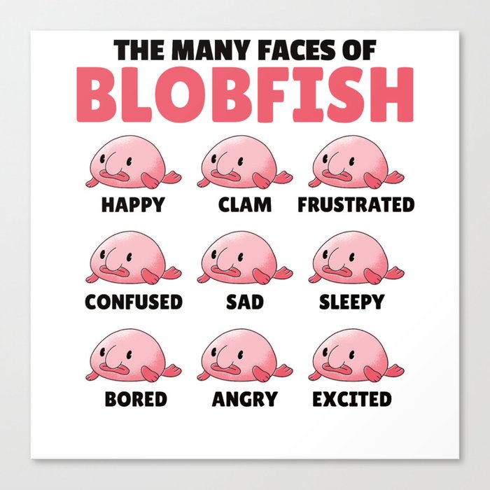 The Many Faces Of Blobfish Funny Emotion Types Canvas Print