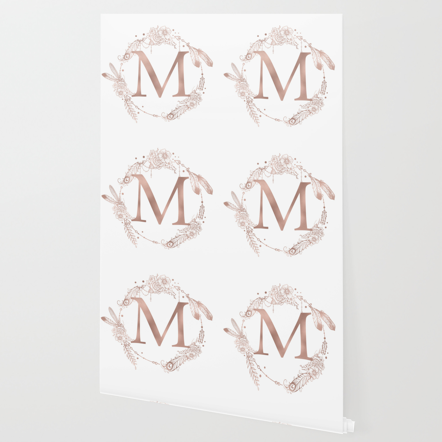 Letter M Rose Gold Pink Initial Monogram Wallpaper By Naturemagick