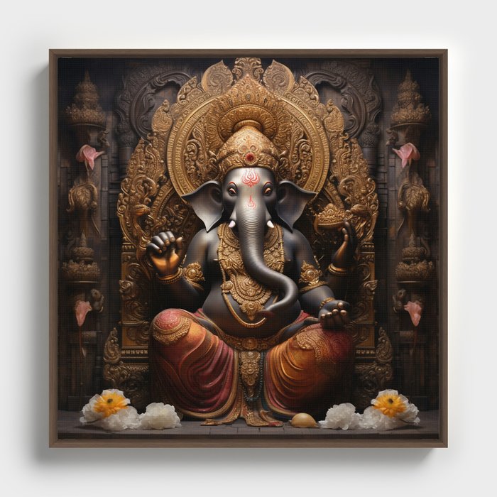 Shri Ganesha Hindu Elephant God Framed Canvas