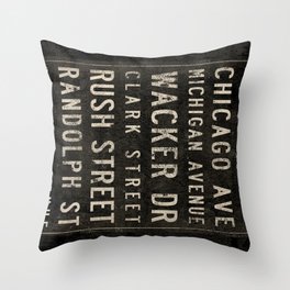Chicago Streets Transit Sign Throw Pillow