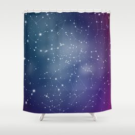 Zodiac Signs Constellations Gradient Shine Shower Curtain