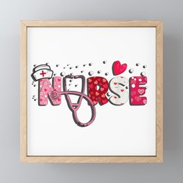 Girls Women Nurses Valentine's Day Gifts Hearts Framed Mini Art Print